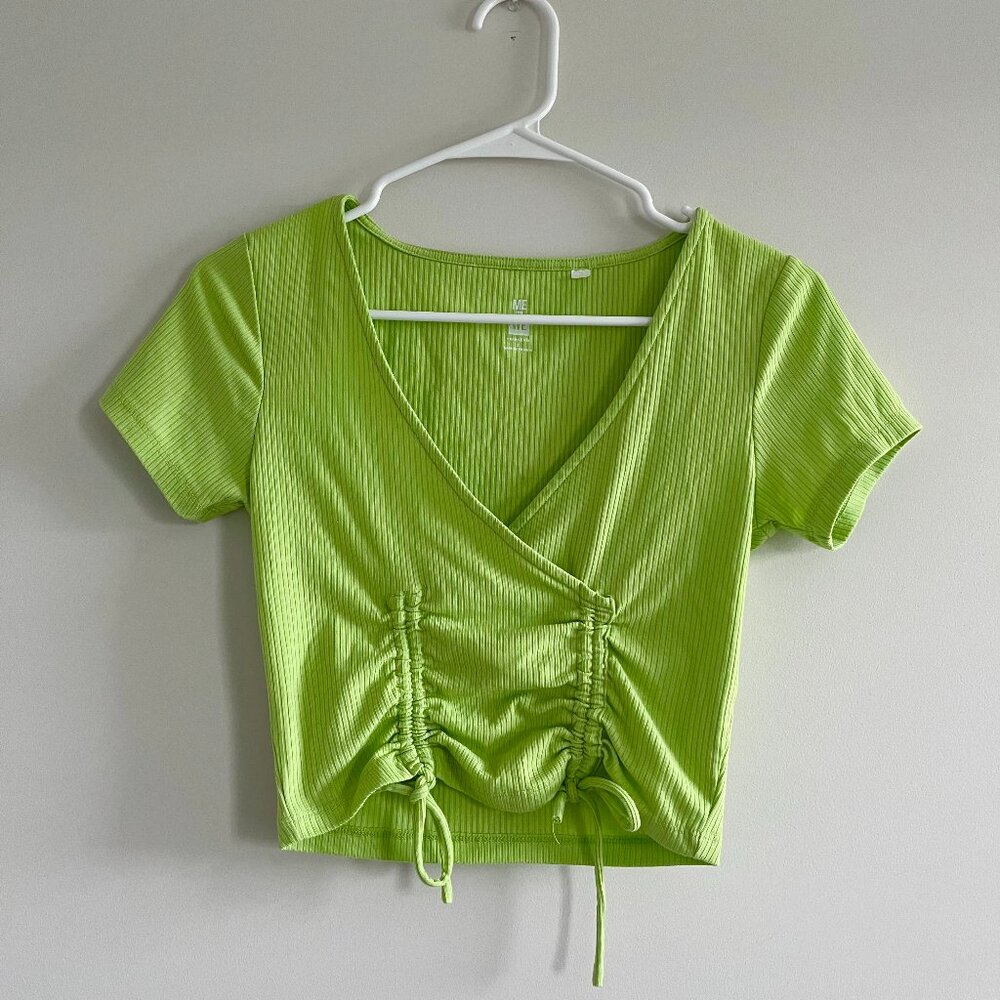 PacSun Me to We Crop Ruched Tie Top in Neon Green